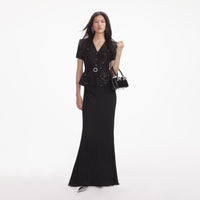 Black Sequin Boucle Maxi Dress