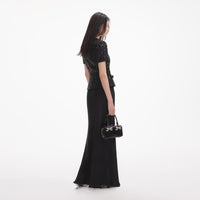 Black Sequin Boucle Maxi Dress