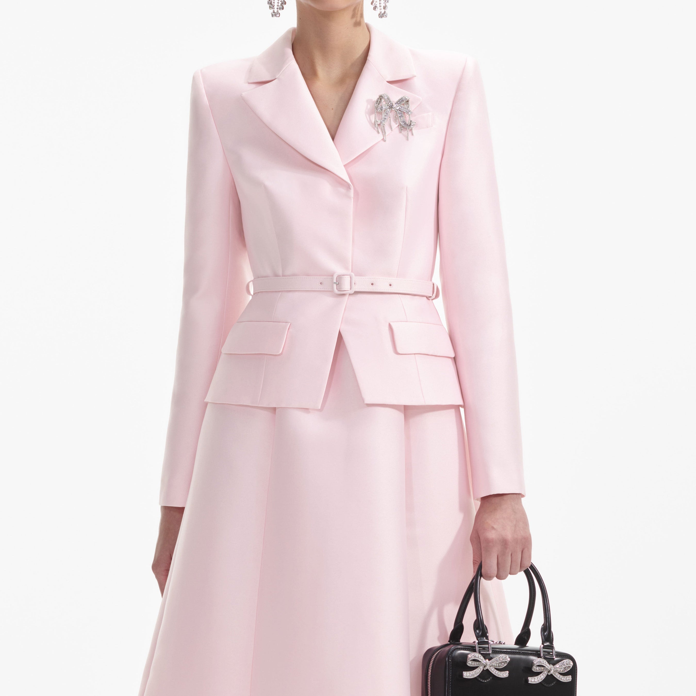 Pink Tailored Taffeta Midi Dress
