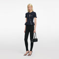 Navy Asymmetric Knit Top