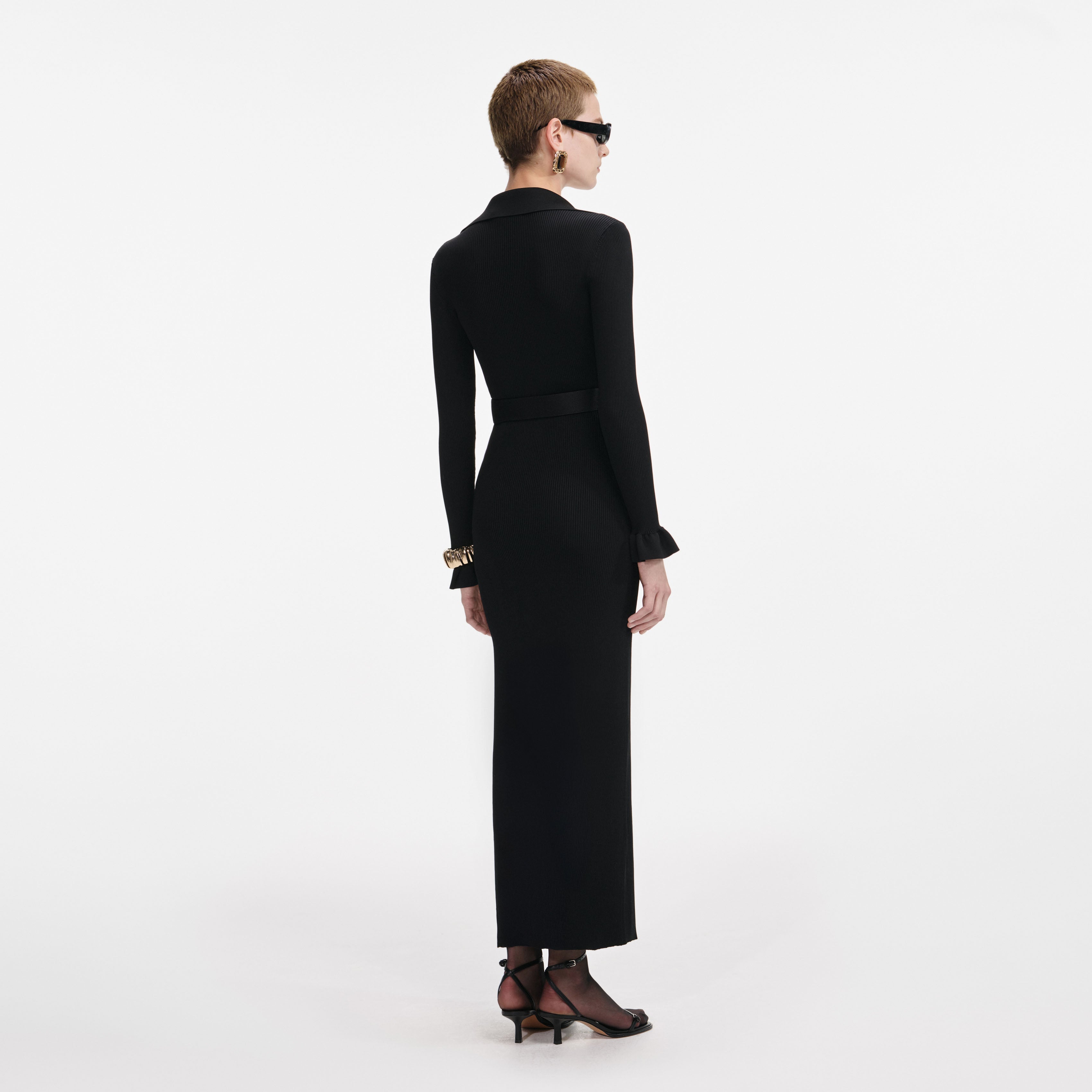 Black Ribbed Knit Maxi Dress