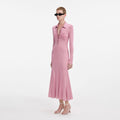 Pink Viscose Knit Midi Dress