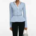 Blue Crystal Trim Cardigan