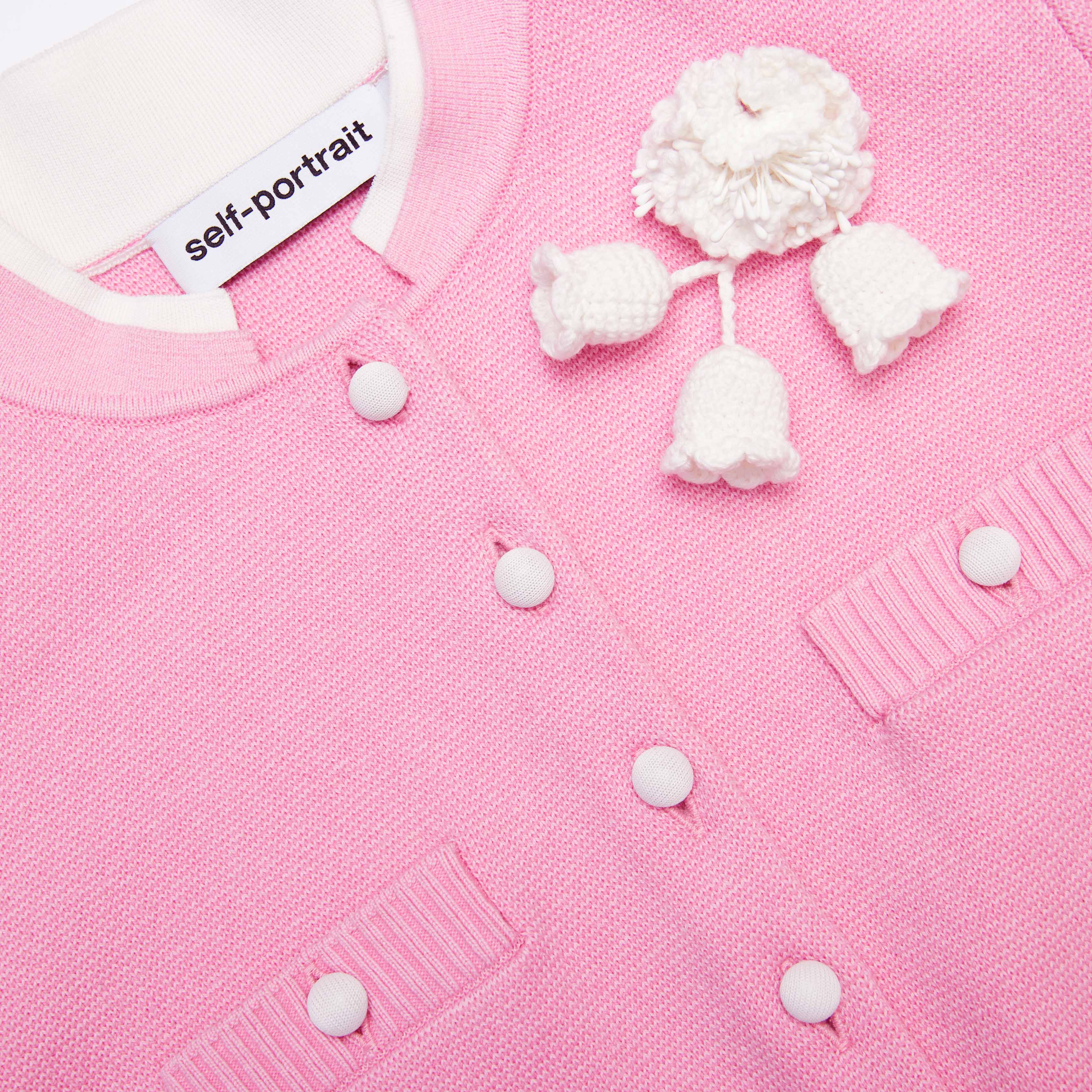 Pink Crochet Flower Knit Top – self-portrait-EU