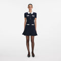 Navy Contrast Collar Knit Mini Dress