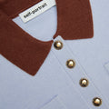 Blue Contrast Collar Knit Top