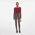 Burgundy Pink Contrast Collar Knit Top