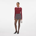 Burgundy Pink Contrast Collar Knit Top