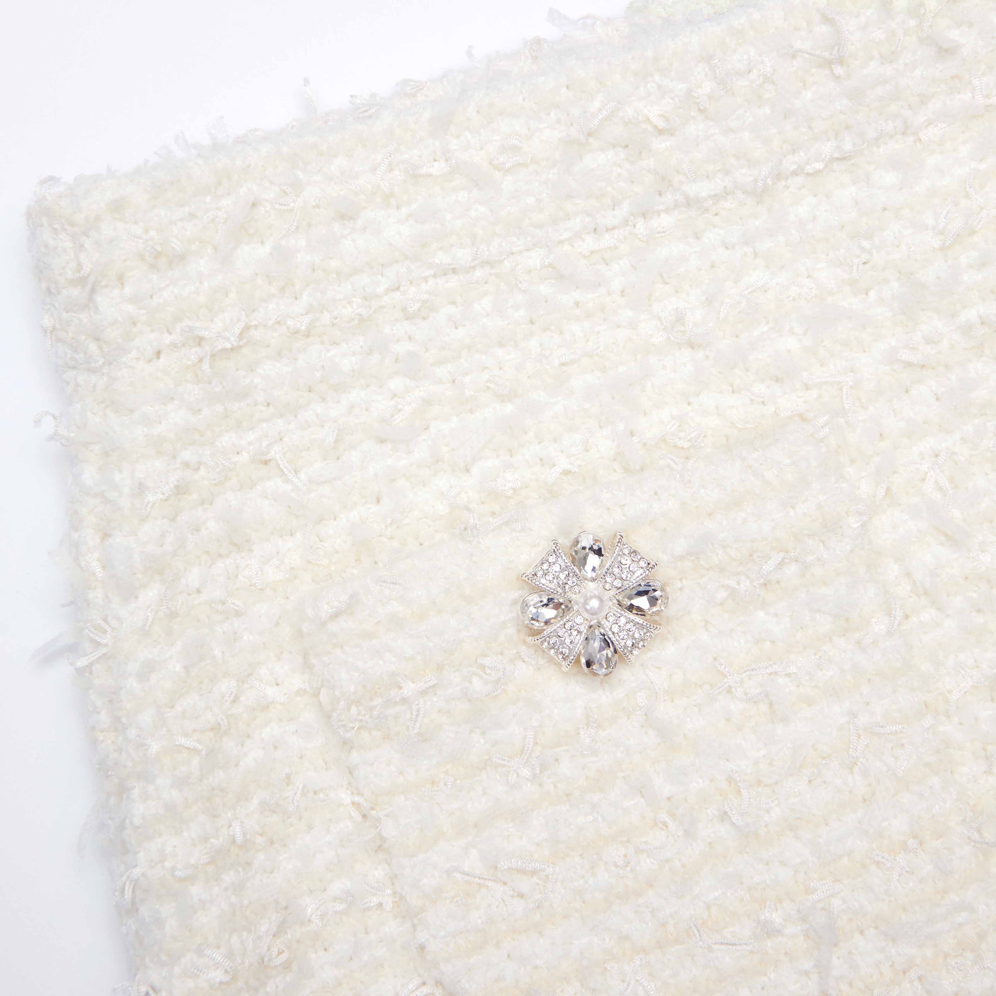 Cream Textured Knit Mini Skirt