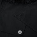 Black Twill Fur Collar Trench Coat