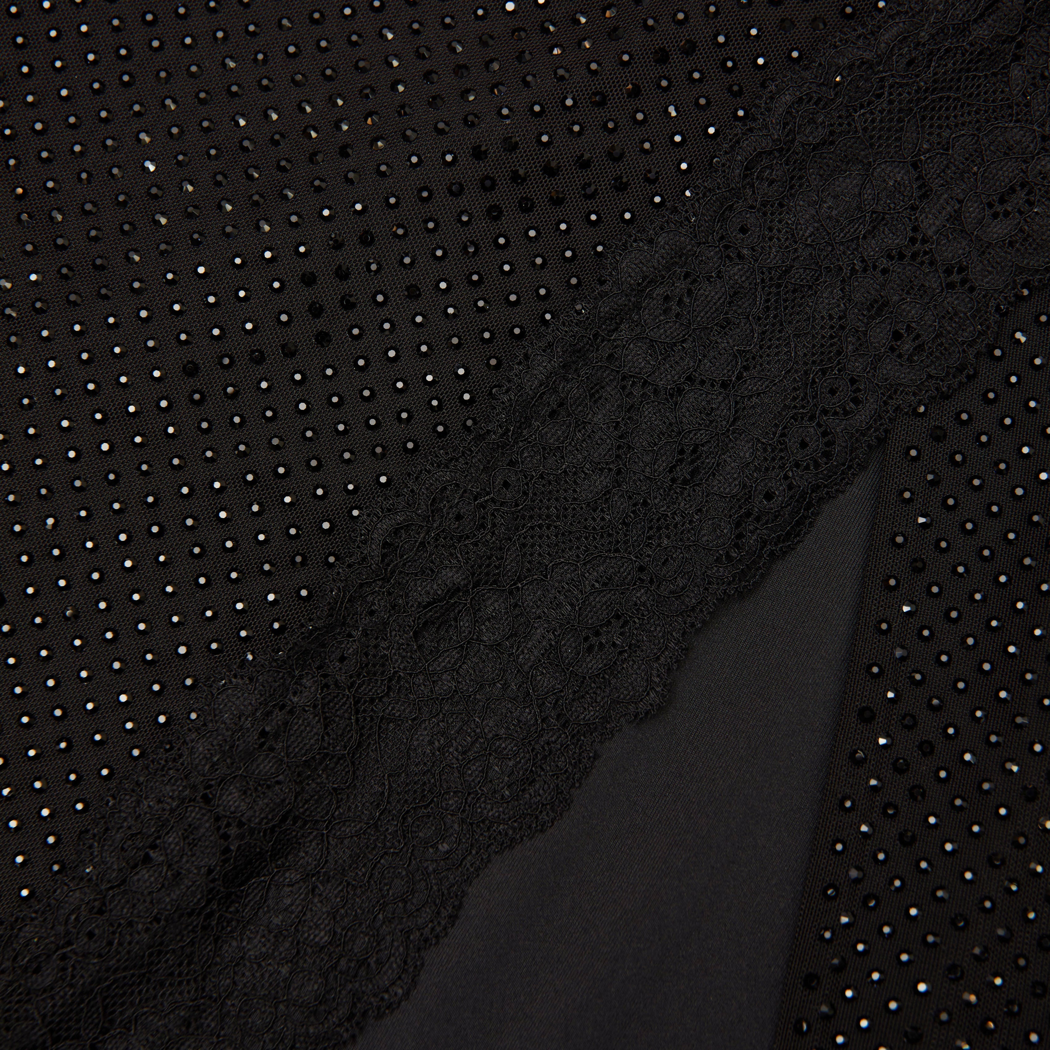 Black Rhinestone Midi Skirt