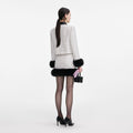 Check Boucle Fur Cuff Jacket