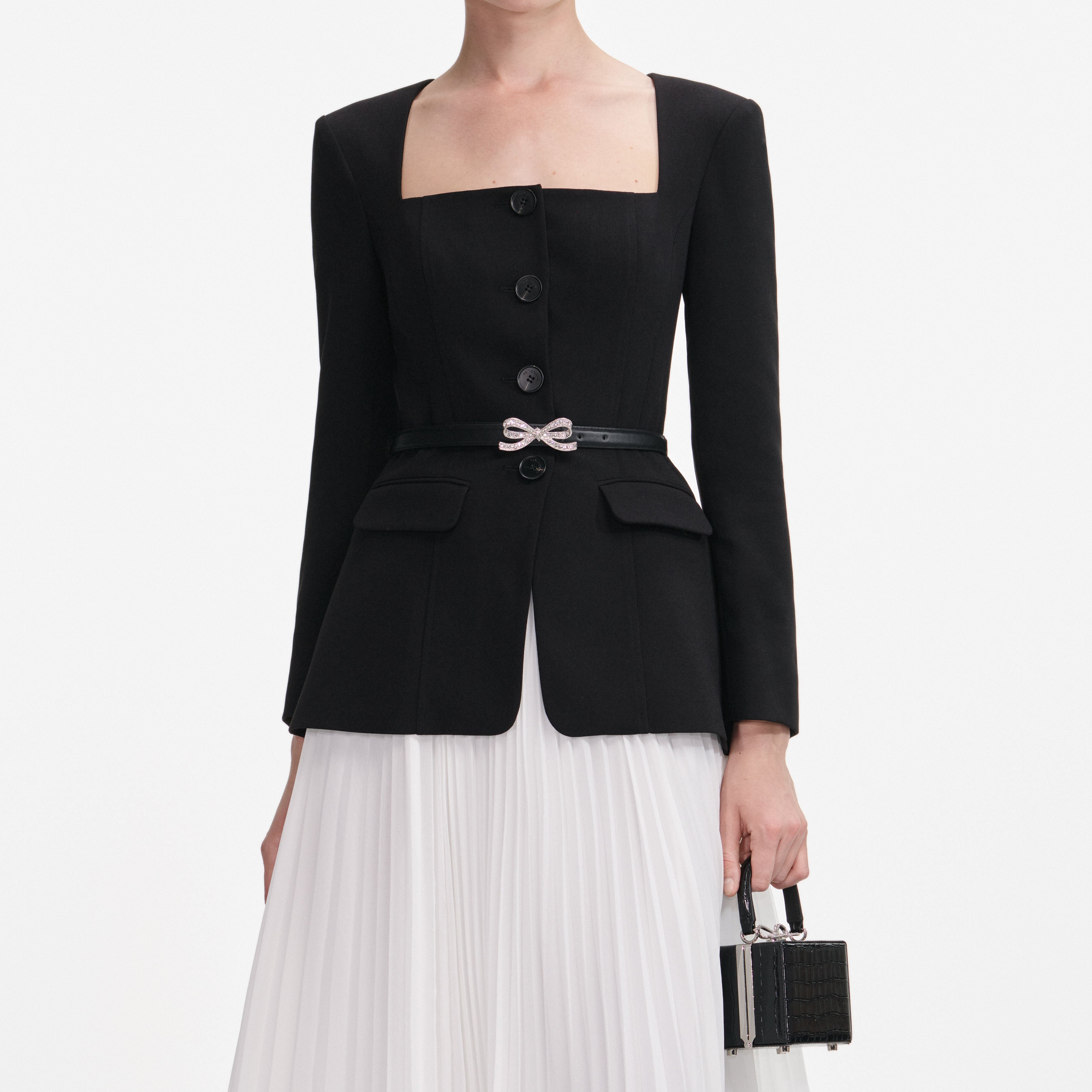 Black Long Sleeve Contrast Chiffon Midi Dress