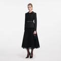 Black Wool Crepe Midi Dress