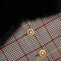 Brown Check Fur Cuff Jacket