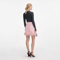 Pink Fur Hem Knit Skirt