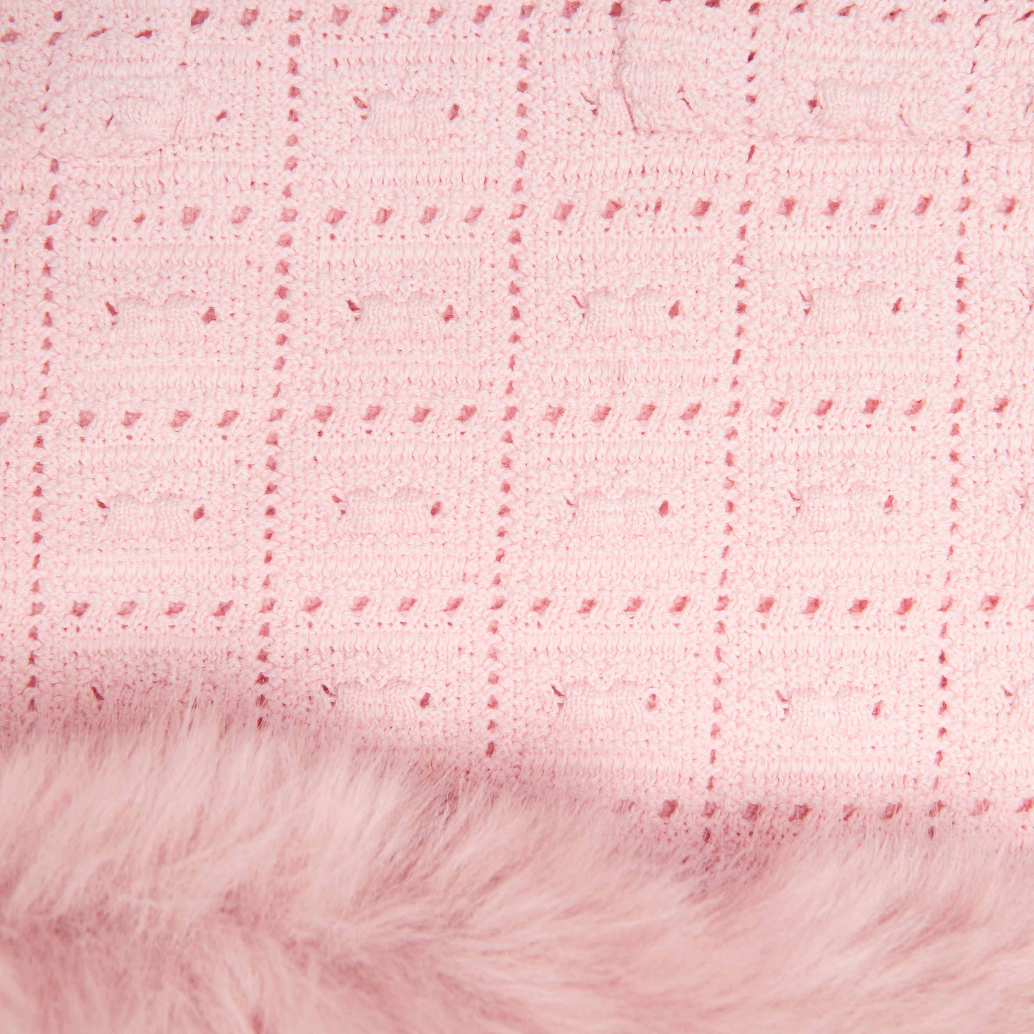 Pink Fur Hem Knit Skirt
