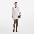 White Lace Bib Knit Mini Dress