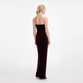 Burgundy Velvet Bandeau Maxi Dress