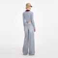 Blue Viscose Knit Bodysuit