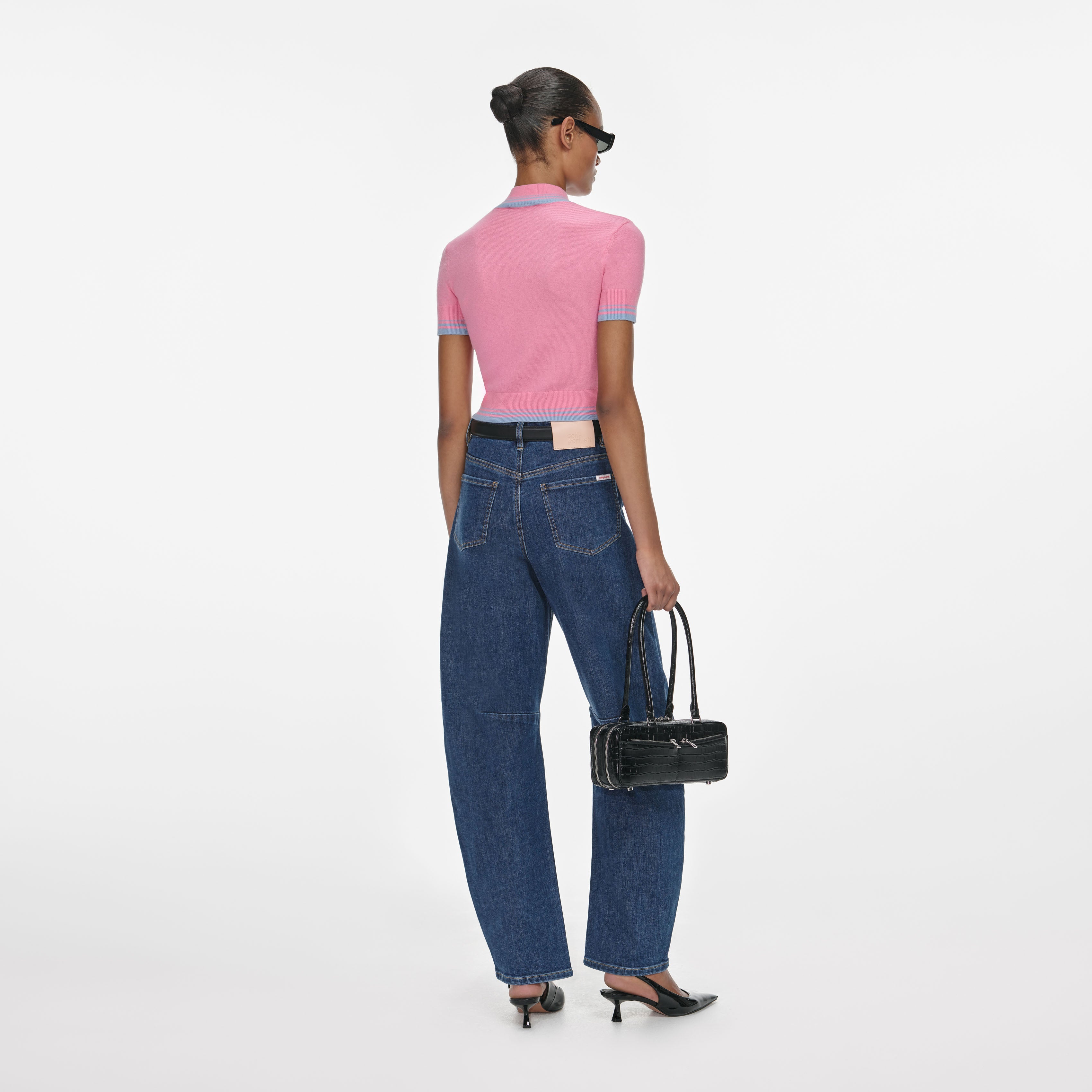 Pink Contrast Stripe Knit Top