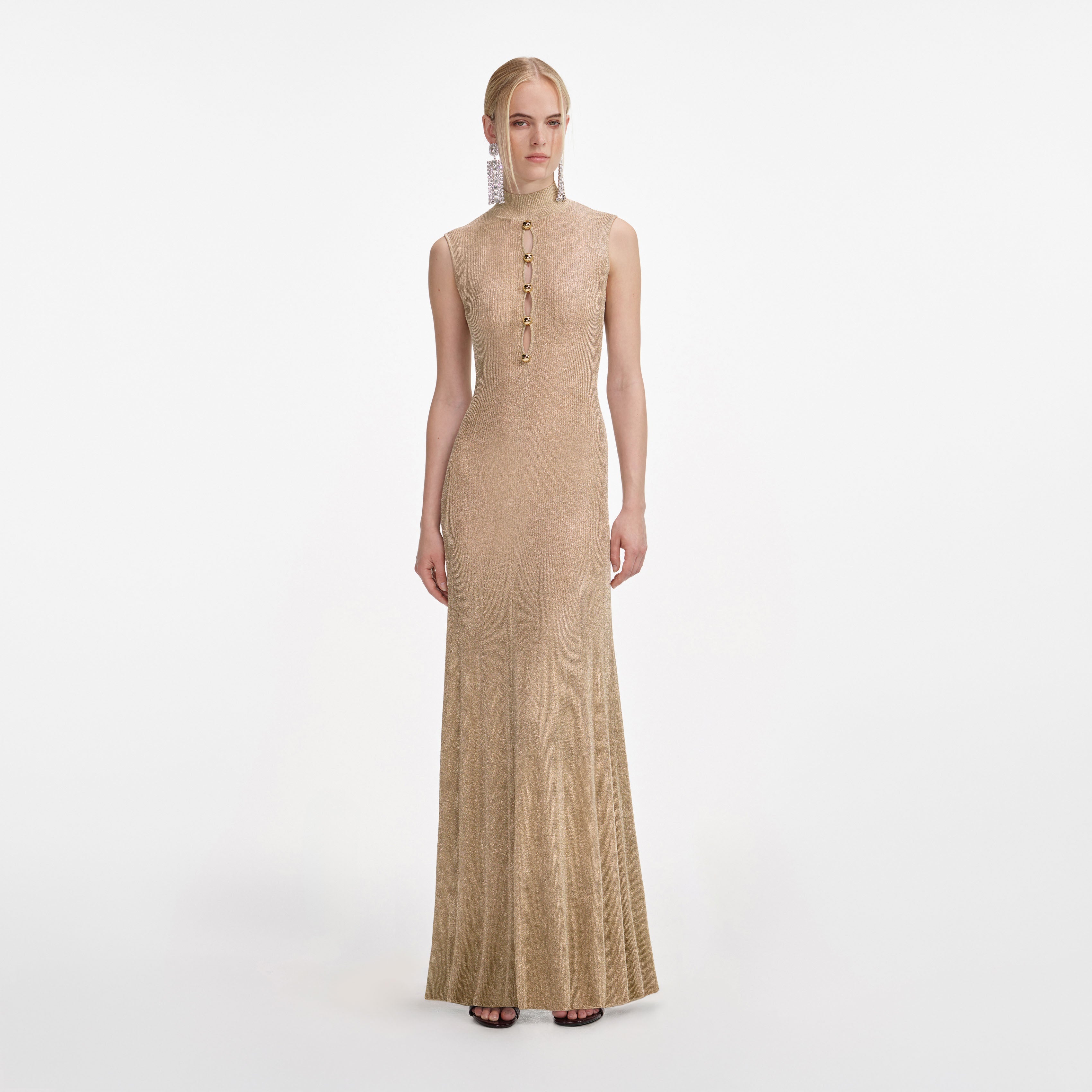 Gold Lurex Knit Maxi Dress