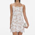 White Lace Satin Bow Mini Dress