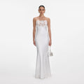 White Satin Lace Maxi Dress
