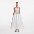 White Lace Taffeta Maxi Dress