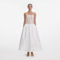 White Lace Taffeta Maxi Dress
