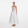 White Lace Taffeta Maxi Dress