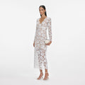 White Floral Lace Midi Dress