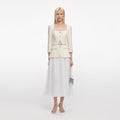 Cream Boucle Long Sleeve Chiffon Midi Dress