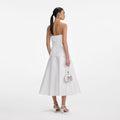 White Taffeta Bandeau Midi Dress