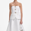 White Taffeta Bandeau Midi Dress