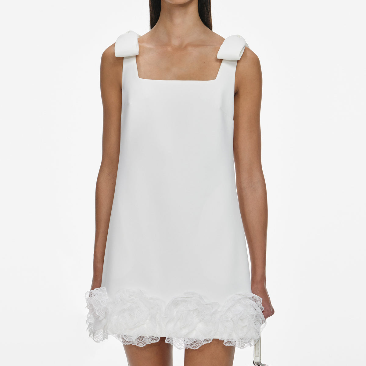 White Crepe 3D Flower Mini Dress  self-portrait-EU