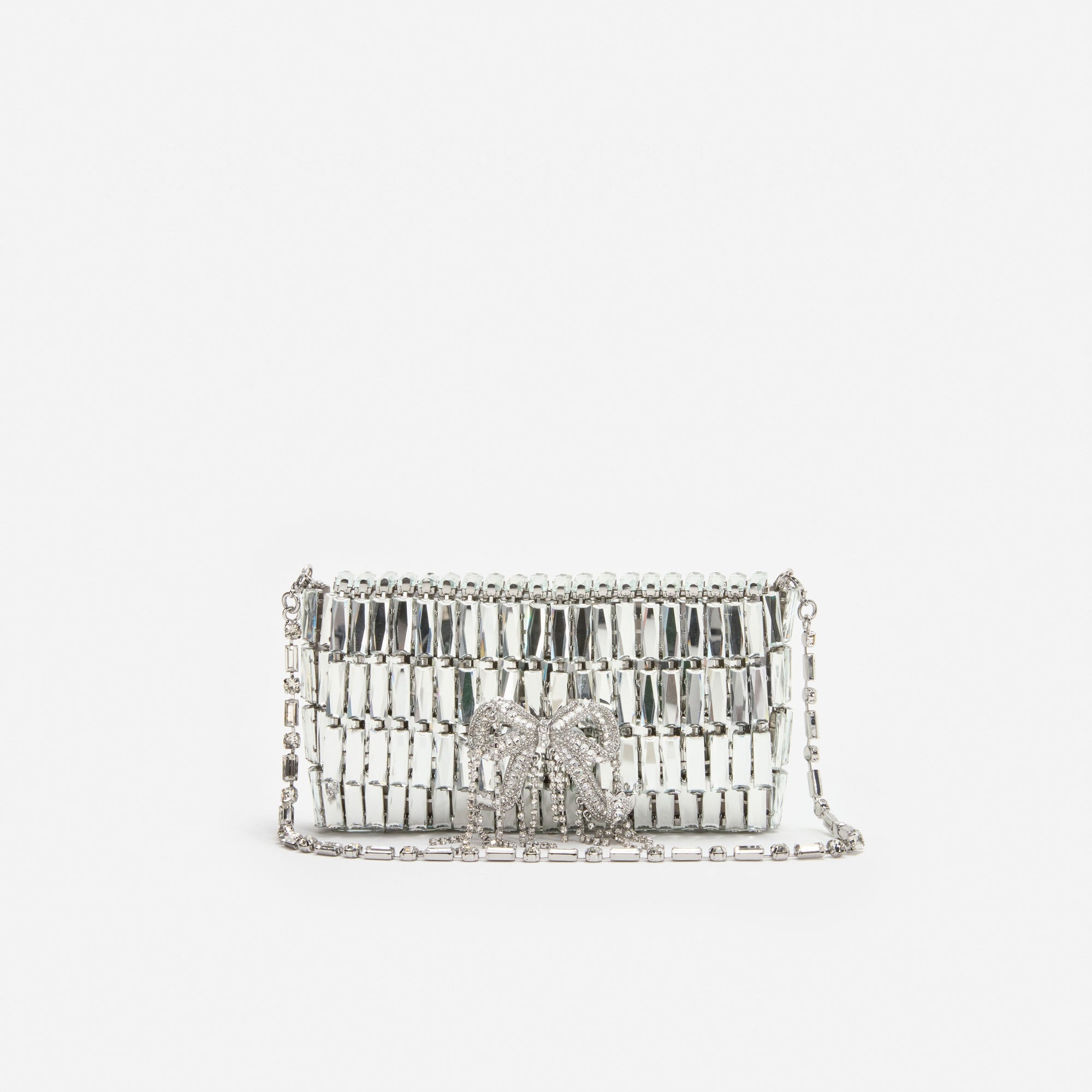 Silver Crystal Bow Mini Shoulder Bag