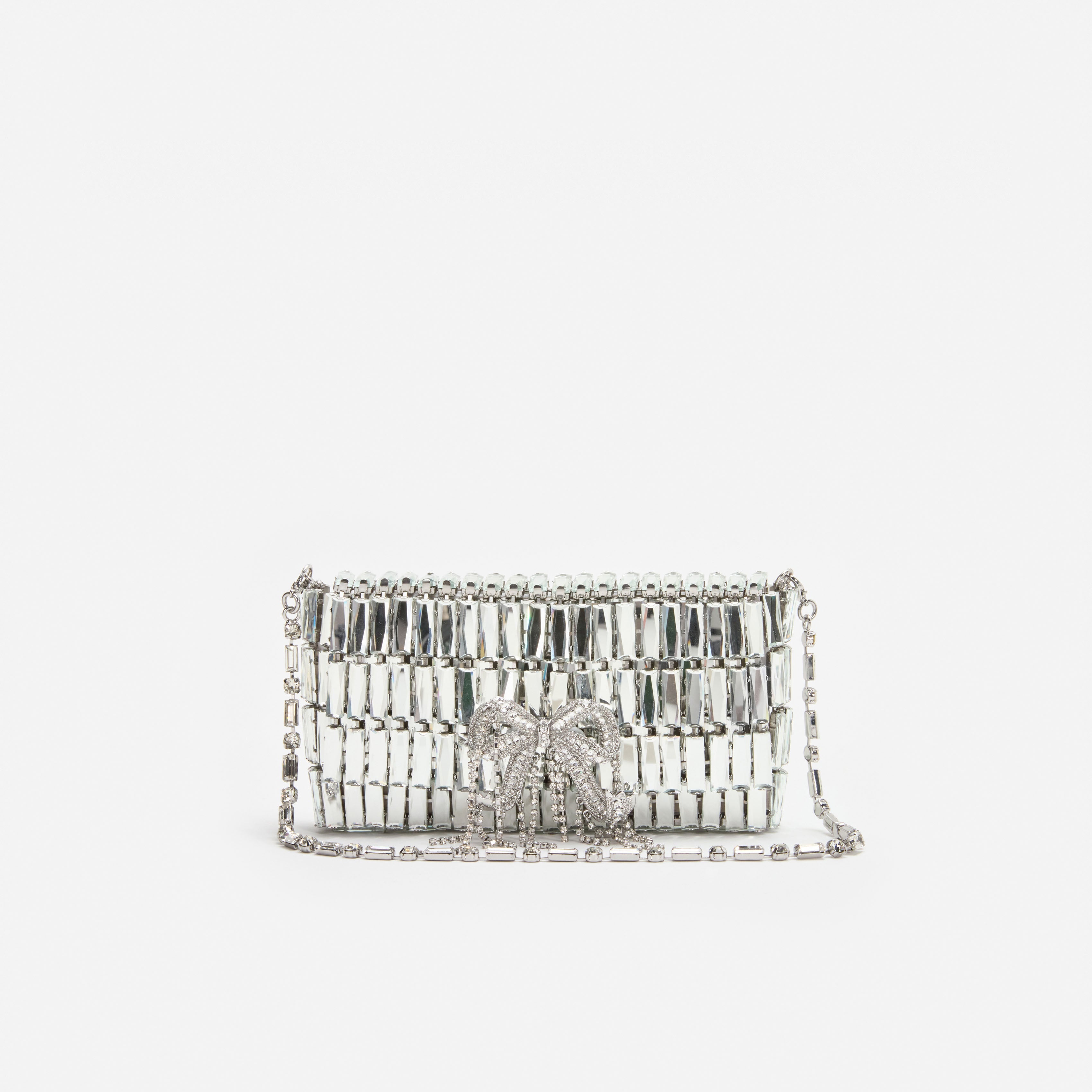 Silver Crystal Bow Mini Shoulder Bag