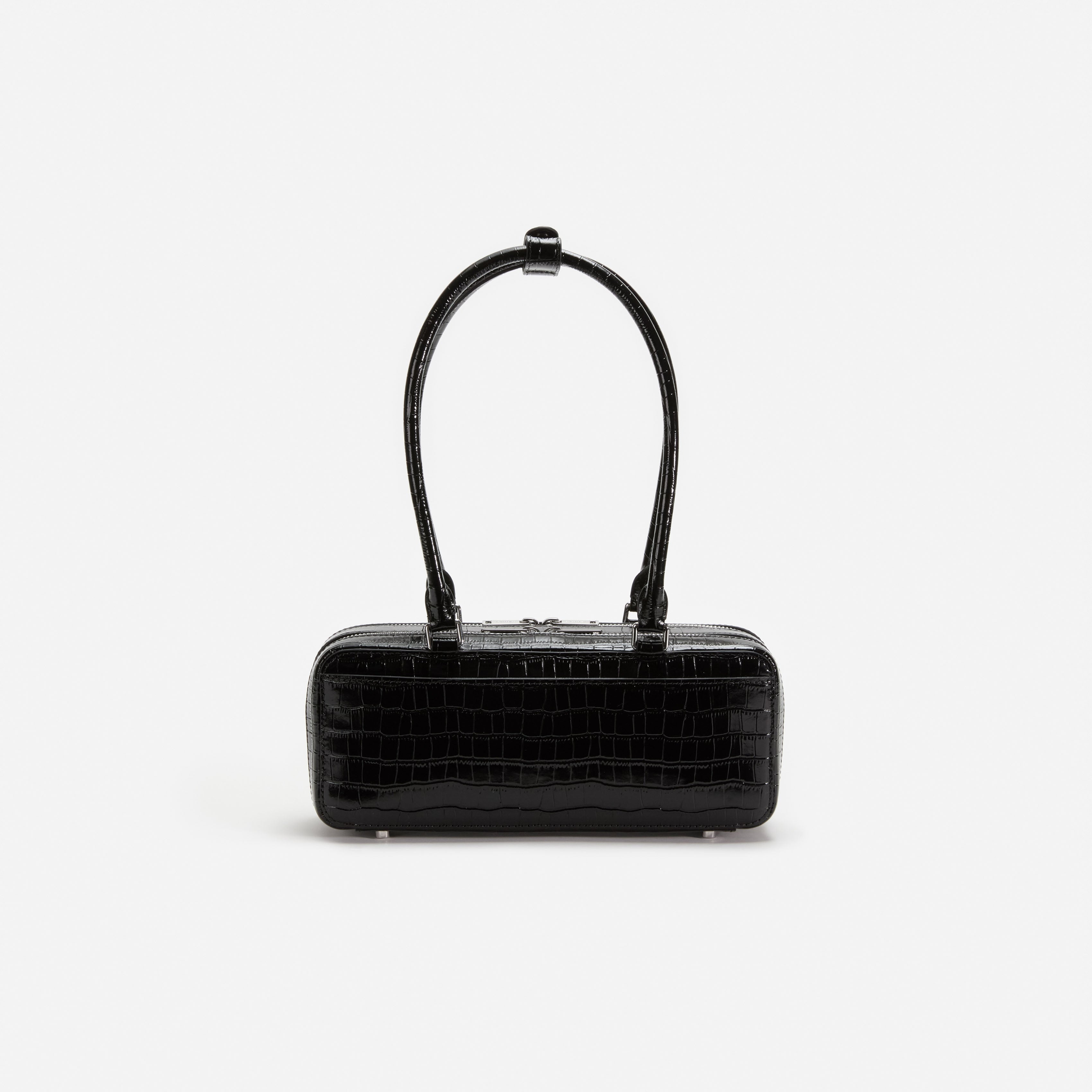 Black Croc Shoulder Bag