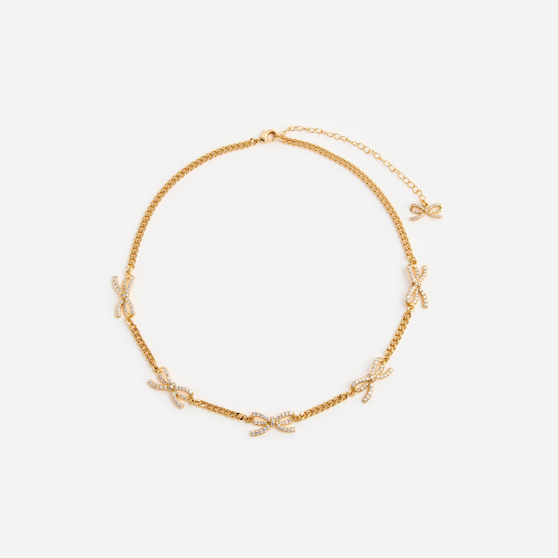 Gold Crystal Bow Necklace