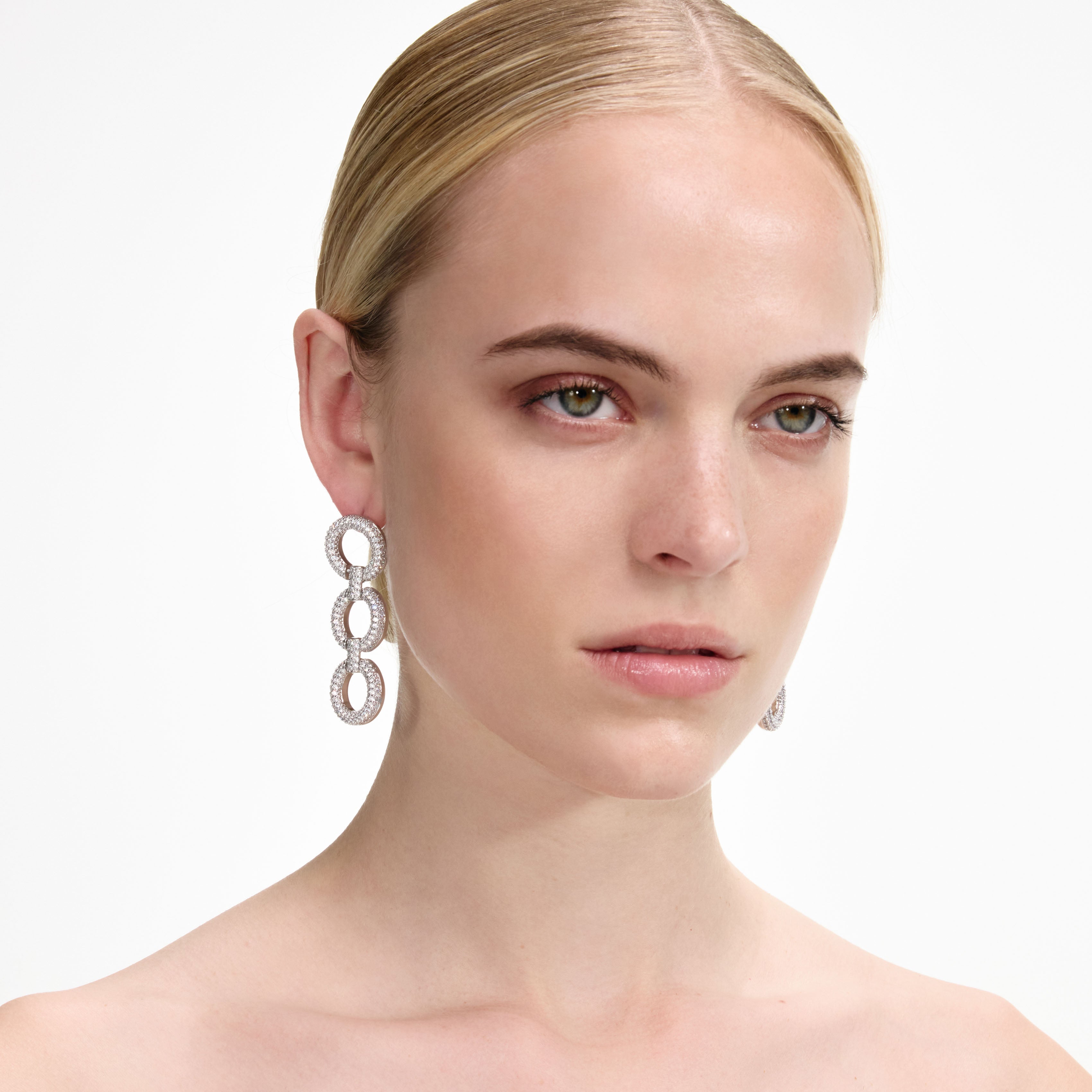 Crystal Link Three Tiered Earrings