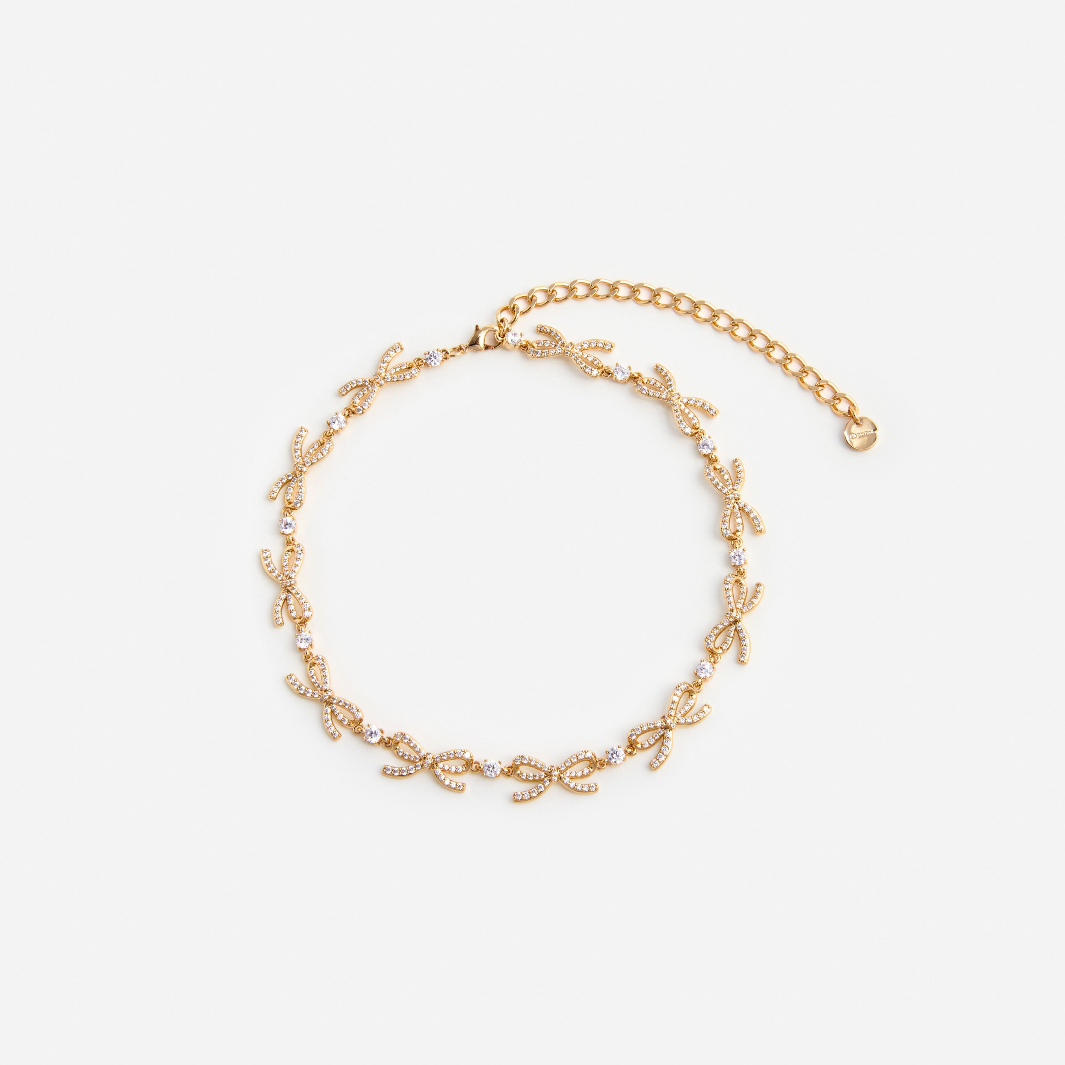 Gold Crystal Bows Necklace
