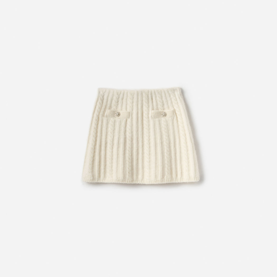 Cream Alpaca Knit Skirt