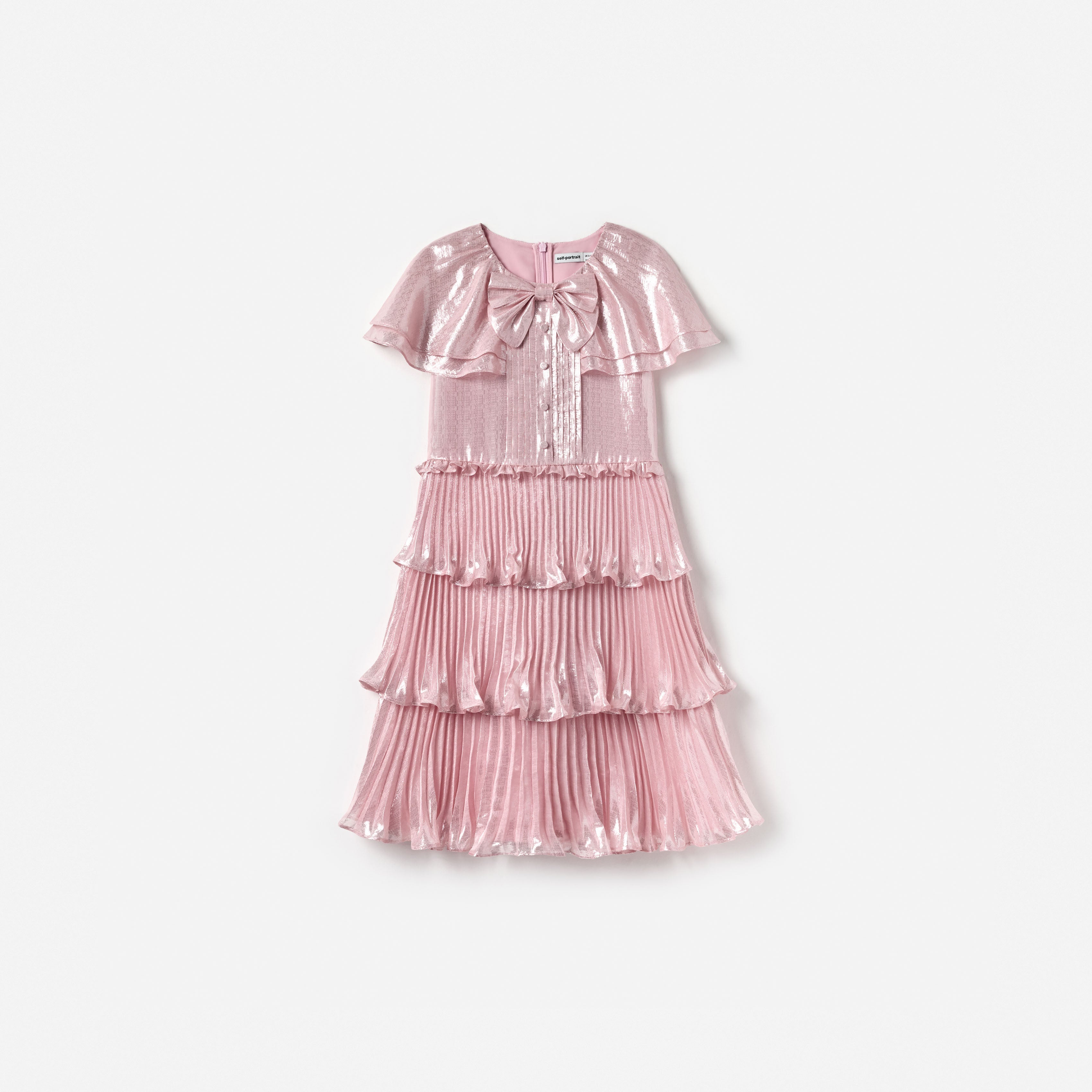 Pink Metallic Tiered Dress