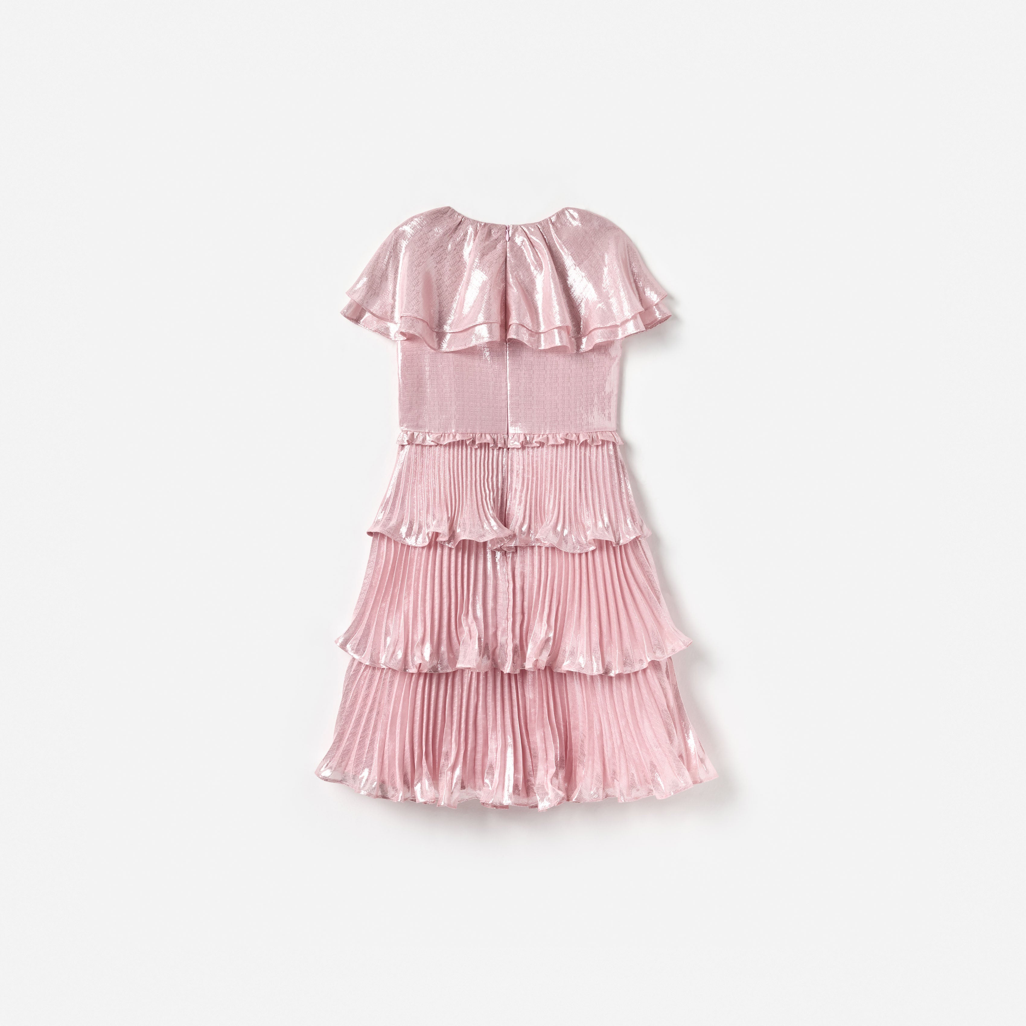 Pink Metallic Tiered Dress