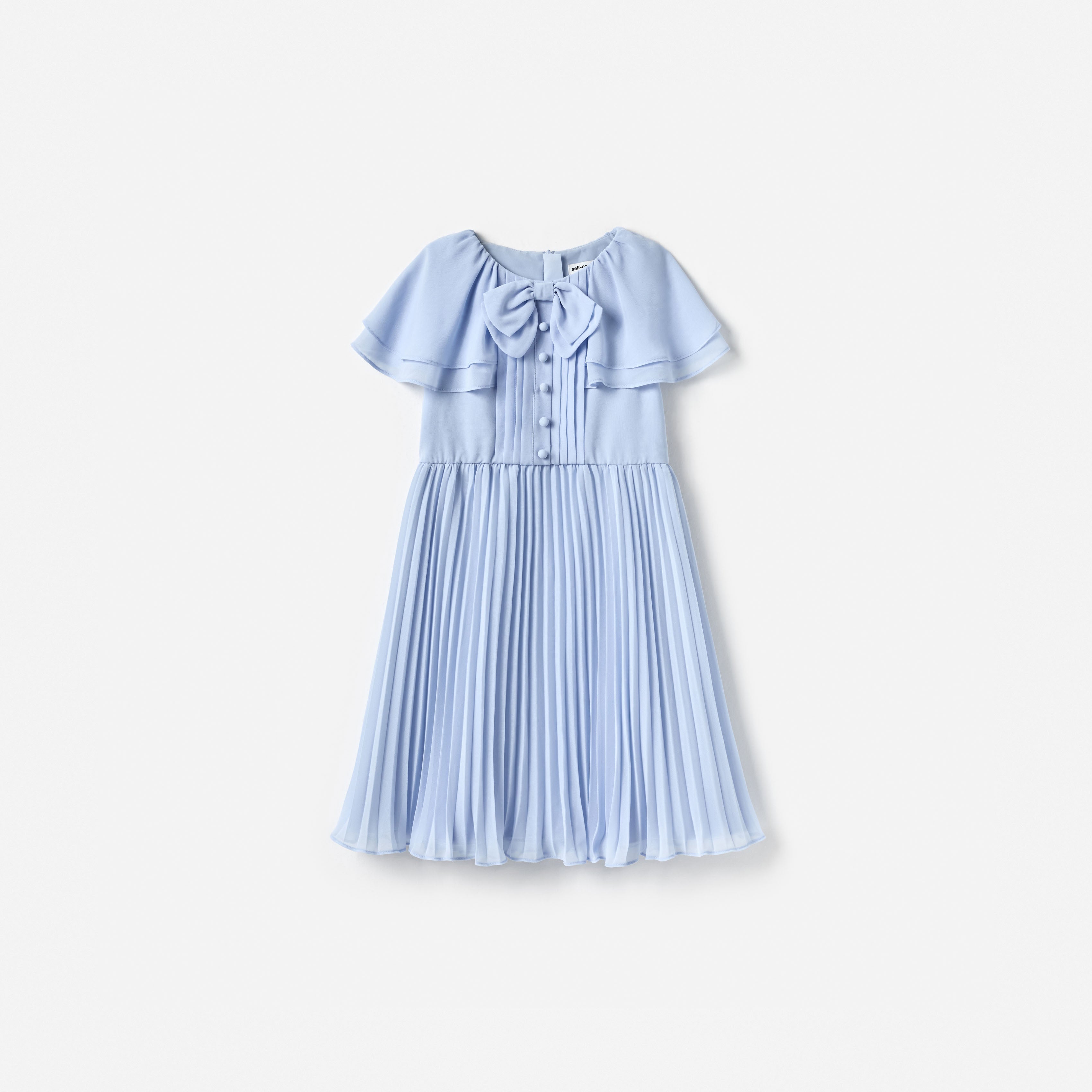 Blue Pleated Chiffon Dress