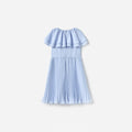 Blue Pleated Chiffon Dress