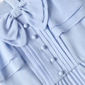Blue Pleated Chiffon Dress