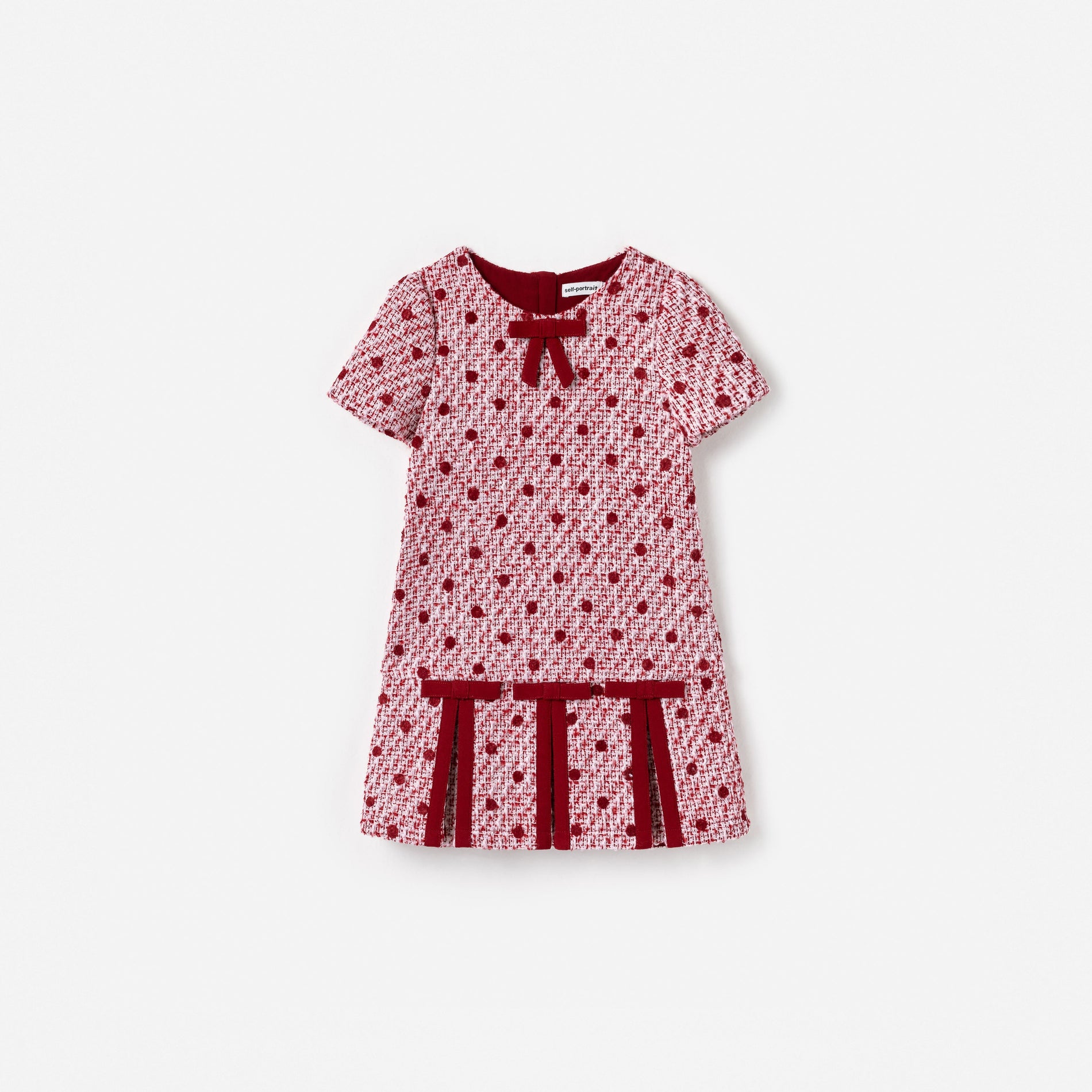 Burgundy Polka Dot Boucle Dress