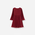 Burgundy Chiffon Long Sleeve Dress